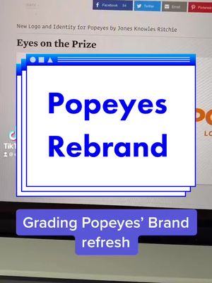 A post by @ericysin on TikTok caption: Reposting to confirm I am indeed still alive and did not disappear again for two years. 🤪 @Popeyes rebrand still holds up. #design #logodesign #branding #brand #artschool #rebrand #designer #graphicdesigner #type #logo #hulu #branddesign #designtok