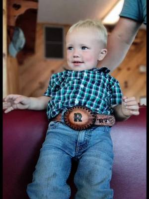 A post by @wickedwomanleatherworks on TikTok caption: How cute is this little cowboy 😍#toddlerbelt #custombelt #wickedwomanleatherworks #leatherwork #socute