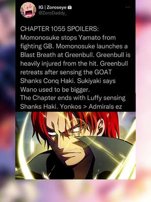 A post by @zorocentral on TikTok caption: Shanks D. Goat | #fyp #onepiece #anime #edit #luffy #zoro #shanks  #wano #otaku #viral #weeb #manga #chapter1055