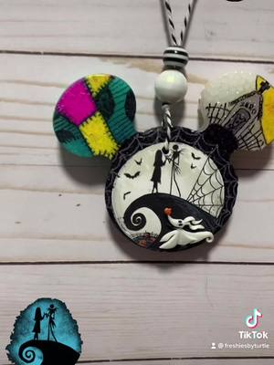 A post by @freshiesbyturtle on TikTok caption: Nightmare Before Christmas Freshie! #halloween #jackandsally #nightmarebeforechristmas  #carfreshies #freshiesinthemaking #freshies #HowTo #fypシ