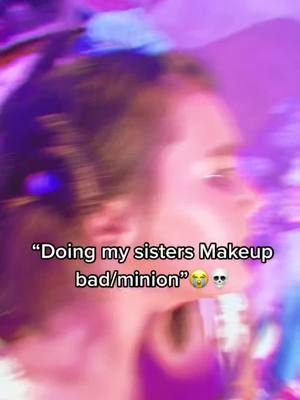 A post by @fidgets_for_you55 on TikTok caption: “Turned my little sister into a minion” 😭 💀 #minion #littlesister #funny #trends #badmakeup