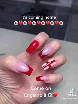 A post by @carlyreillynailartist on TikTok caption: Good time to re-upload 🏴󠁧󠁢󠁥󠁮󠁧󠁿 well done ladies!! ❤️ @cjpnailsystems #womenseuro2022 #england #uefa #uefaeurowomens2022 #englandnails #WomensFootball