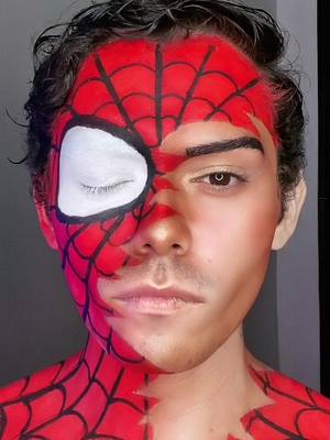 A post by @soyhernancaro on TikTok caption: Muy spiderman di 🕸 IG: soyhernancaro #makeup #makeupartist #mua #foryou #foryoupage #marvel 