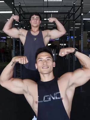 A post by @elvin.xavier on TikTok caption: Flexing with my bro @Nate Agmata 🔥  🔥 i come back to TikTok #fypシ #gymrat #gym #trainers #justmove