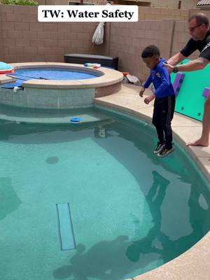 A post by @xolove_mo on TikTok caption: TW: Drowning and Water Saftey. My 5 year old was so afraid to get water up pass his neck. He is now fully submerging, swimming and has learned to float. So proud of this kid! drowning is preventable! #watersaftey #drowningprevention #drowning #drowningawareness