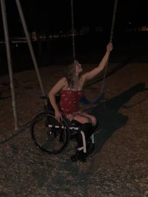 A post by @mollieleigh801 on TikTok caption: Never too old.. or too broken to play 😉♿️ #spinalcordinjury #paraplegiconaswing