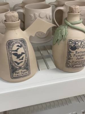 A post by @dirtworks_ceramics on TikTok caption: Skipping right ahead to spooky season #seasonofthewitch #spookyseason #spooky #halloween #ceramics #witch #potionbottle #incense