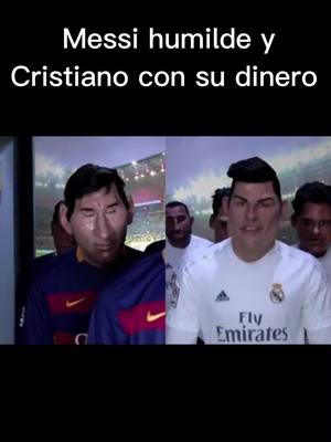 A post by @alex_212.3 on TikTok caption: Messi humilde y cristiano ronaldo con su dinero #cristianoronaldo #leomessi #realmadrid #barcelona #dinero #humildad