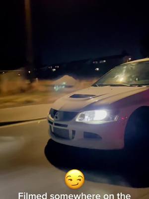 A post by @king_cummins on TikTok caption: Wait for the second clip to see flame💥🔥professional drivers on a closed course not in the United States. #jdmcarsoftiktok #69hp#mitsubishi #subaru#specB#evo8#evo9#evo10mr