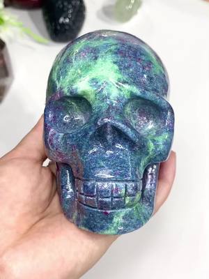 A post by @ng_crystal_factory on TikTok caption: Anyone know what is this one it can show amazing color under the uv light #skull #rubyzeosit