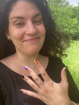 A post by @claraandthegreatgoddamn on TikTok caption: From my pride month drafts. #bimani #bimanicure #pridemonth #rainbownails #gay