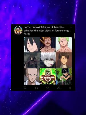 A post by @luffyuzamakiofdbz on TikTok caption: #luffyuzamakiofdbz #madara #naruto #escanor #sevendeadlysins #zoro #onepiece #sasuke #kaneki #tokyoghoul #leviackerman #aot #opm #saitama #broly #dragonball #yuyuhakusho #anime #manga #fyp