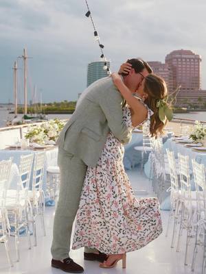 A post by @erikson.corbin on TikTok caption: Wedding welcome party on the water🛥 #weddingtok #weddingvideographer #fyp #bride #groom #floridaweddingvideographer