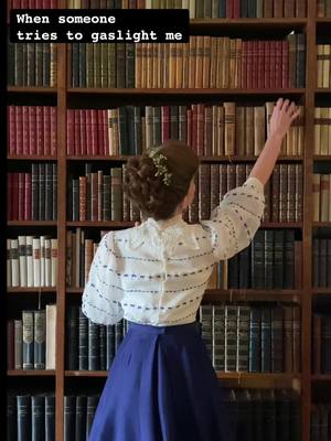 A post by @virtuouscourtesan on TikTok caption: Allow me to pull up that text from 2017.   *for legal reasons this is a joke*.  #edwardian #memade #sew #bellepoque #gildedage #library #fyp 