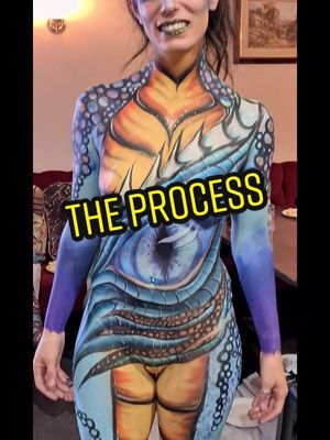 A post by @urbansparklebykirsty on TikTok caption: How the process flowed that day 🐉 🎨 #bodypaint #bodyart #makeup #model #creativeprocess #art #mua #funtime #dance #painting #facepaint #bodypainting #livingart #HowTo