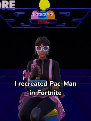 A post by @its..mellow on TikTok caption: Pac-Man in Fortnite! #fortnite #MRCLsquad #MRCLMello? #Mrclbuilder #MRCLGrinder #creative #pacman #build #rushed