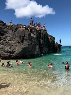 A post by @momofcake on TikTok caption: She actually jumped🖤 #fypシ #MadewithKAContest #theoldest  #foryou #oahu  #hawaii #waimeabay #foryoupage #fyp