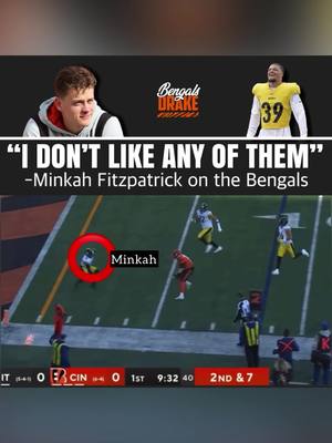 A post by @bengalsdrake on TikTok caption: Lol that’s why #fyp #foryou #joeburrow #minkahfitzpatrick #foryoupage #fypシ #bengals #steelers #bengalsvssteelers