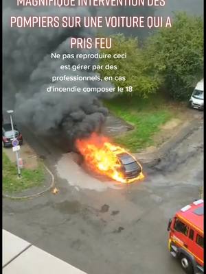 A post by @mininestea on TikTok caption: #intervention #pompier #mulhouse #incendie #voiture #audirs6 #fumee #bravo #metier #alsace #18