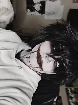 A post by @itscosplay on TikTok caption: ❗FAKE BLOOD❗so like souichi cosplay next ? is what I'm thinkin 😏 #jeffthekiller #jeffthekillercosplay #creepypasta #creepypastacosplay #spookyseason #horror