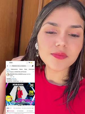 A post by @soylorugalives on TikTok caption: Mi gente vayan a facebook a buscar premios viva la música y buscan mi foto en la que estoy nominada y le dan su likecito  y comparten se los voy agradecer mucho #soyloruga #viral #meapollas🥺❤️?