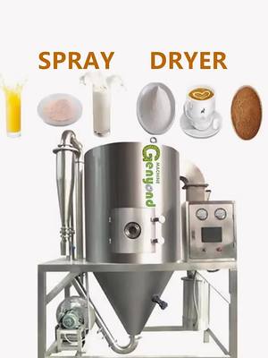 A post by @genyondmachinery on TikTok caption: LPG Centrifugal Rotary Atomizer Spray Dryer instant coffee powder milk powder spray drying machine