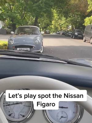 A post by @the.yellow.fiat on TikTok caption: Its like catching Pokémon #nissanfigaro #classiccar #carsoftiktok #fyp #cutecar