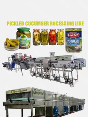 A post by @genyondmachinery on TikTok caption: Pickles washing cutting filling sealing canning pasteurizating making machine canned Pickled Cucumber factory Production Line #genyond #pickles