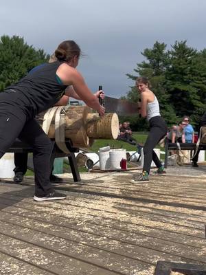 A post by @abbystevens325 on TikTok caption: Crosscut! Placed 4th #stihltimbersports #timbersports #crosscut 