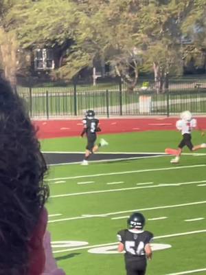 A post by @vemeking on TikTok caption: 5th and 6th grade panther football.  Kaleb King #5 for a 55 yard TD! #football #FB #myson #letsgopanthers #pch @kalebking157 