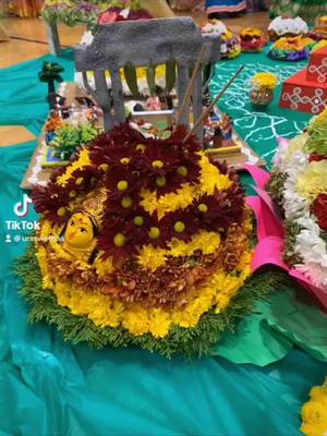 A post by @ursswethas on TikTok caption: #bathukamma #throwback #telganaga #festival #navarathri #usa_tiktok #telugutiktok #viral #flowers #viral