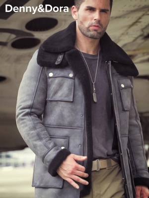 A post by @dennylovedora on TikTok caption: #shearling#b3bomber#b3#Menshealring#aviator#sheepskin#fur#winter#