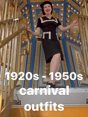 A post by @steffi_kay on TikTok caption: Living my technicolor dreams at the carnival 🌈 what was your favourite outfit? Excuse this set being heavy on the #1930s —it happens 🥲