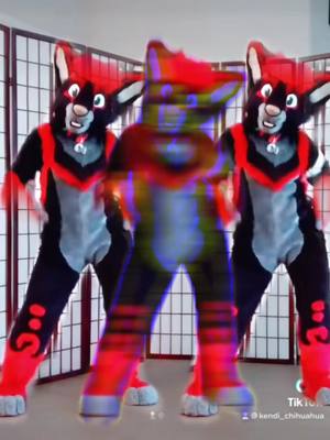 A post by @kendi_chihuahua on TikTok caption: Repost - with a twist! Trying this new video editor is fun!! 🤭 #kendichihuahua #female #fursuit #furry #dancerfur