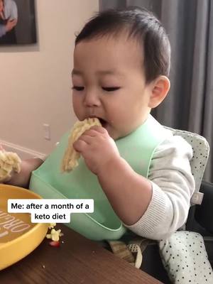 A post by @imwarrenkim on TikTok caption: carbs forever: my mini me channeling my vibes. #carbs #Foodie #babiesoftiktok #andGO 