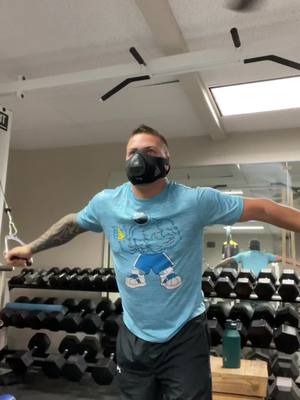 A post by @the_pocket_cop on TikTok caption: Im on a rampage. Mask on my damn face! #grindtime #workout #GymTok #pocketprotectors #trainingmask3 #roadtoSWAT @trainingmask 