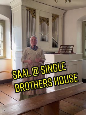 A post by @oldsaleminc on TikTok caption: Welcome to the Saal of the Single Brothers’ House at Old Salem, NC! #livinghistory #museumtok #moravian #singlebrothershouse #choir #saal #18thcentury #oldsalem #history #LearnOnTikTok #museum #edutok #oldbuilding 