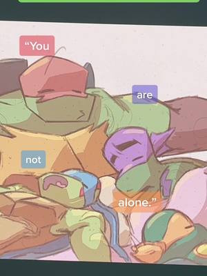 A post by @beesinmymouth on TikTok caption: “And the universe said ‘I love you’ because you are love.”  Been stockpiling hugs and soft pieces just for this audio <3 I love them ;0; #rottmnt#riseoftheteenagemutantninjaturtles#rottmntfanart#rottmntdonnie#rottmntleo#rottmntraph#rottmntmikey#fanart#tmnt#art#myart#teenagemutantninjaturtles 