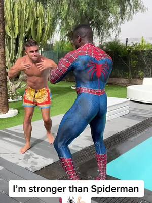 A post by @thony_grey on TikTok caption: I’m finally stronger than Spiderman 🤓💪🏻🕸️🕷️ @daniel.shoneye #foryou #pourtoi #spiderman #pt #ptp #porti #parati #fyp #lgbt