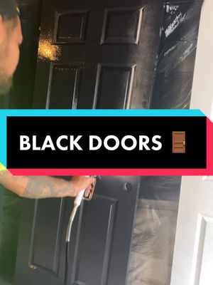 A post by @happy.hustles on TikTok caption: Black interior doors 🔥 #fyp #DIY #sidehustle #work #trending #paint #painter #sidemoney #doors #sprayer #wagner 