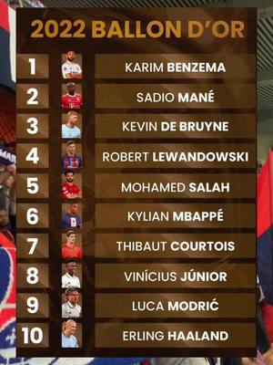 A post by @bali_psg on TikTok caption: #ballondor #benzema #mane #debruyne #classement 