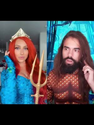 A post by @mermaidmerisa on TikTok caption: Just the everyday life of Mera and Aquaman 🔱😝 Featuring:@sergiogalaxies   #aquaman #aquamanmovie #aquaman2 #aquamantrailer #newmera #dolphin #atlantis #humor #funny #duet #fyp #mermaid #jasonmamoa #cosplay #cosplaycouple #cosplaygirl