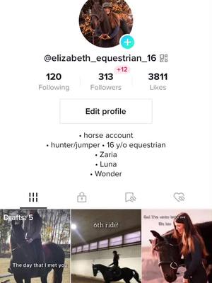 A post by @wonder_and_me18 on TikTok caption: If your not already, follow my horse account @Elizabeth _equestrian16 ! My new horse, my own horse is Zaria, follow if you want to see our journey❤️ #horse #fyp #foryoupage #equestrian #horsesoftiktok #trending #viral #gofollow #newaccount #fb #forgoupage #horseriding #zaria #blackmare #newhorse