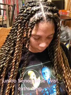 A post by @ariellepassmore on TikTok caption: Jumbo Senegalese Twist, Extra Long.....