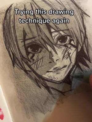 A post by @briansketchrhjenr on TikTok caption: Trying a drawing technique #fypシ#animeart#tokyoghoul#animedrawing 