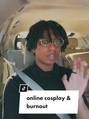 A post by @kidcorvidae on TikTok caption: some thoughts on cosplaying online and motivations for doing it. also new username!!