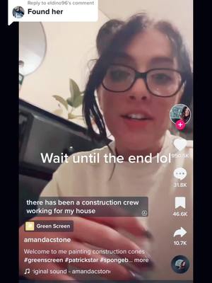 A post by @eldino96 on TikTok caption: Replying to @eldino96 @mikeyp357 @Amanda Stone  #spongebob #patrick #construction #cones #funny #viral #foryoupage