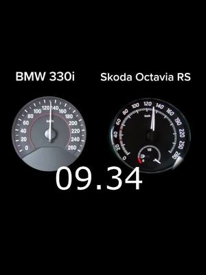 A post by @nicecar61 on TikTok caption: #bmw330i #vs #skodaoctavia #skodaoktavia #acceleration #skodaoctaviars #bmw #f30 #fy