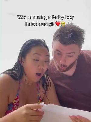 A post by @mattcatbat on TikTok caption: We’re having a baby boy in February! What should we name him???? ❤️😭❤️😭 #dad #baby #babyboy #mom #parents