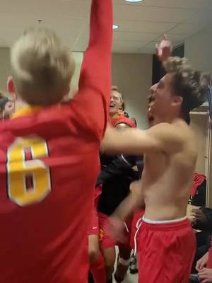 A post by @ucalgarydinos on TikTok caption: Playoff victories hit different 😮‍💨 #GoDinos #UCalgary #YYC #FYP #Soccer #Football #FootballTikTok #Win